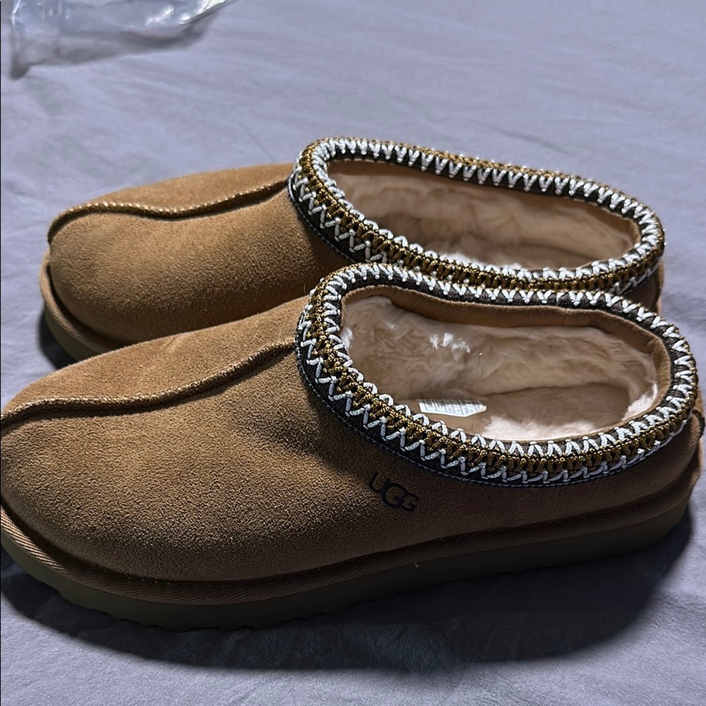 UGG Chestnut Suede Slippers with Plush Lining